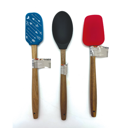 3 Pc. Silicone & Acacia Wood Spatula Set