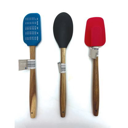 3 Pc. Silicone & Acacia Wood Spatula Set